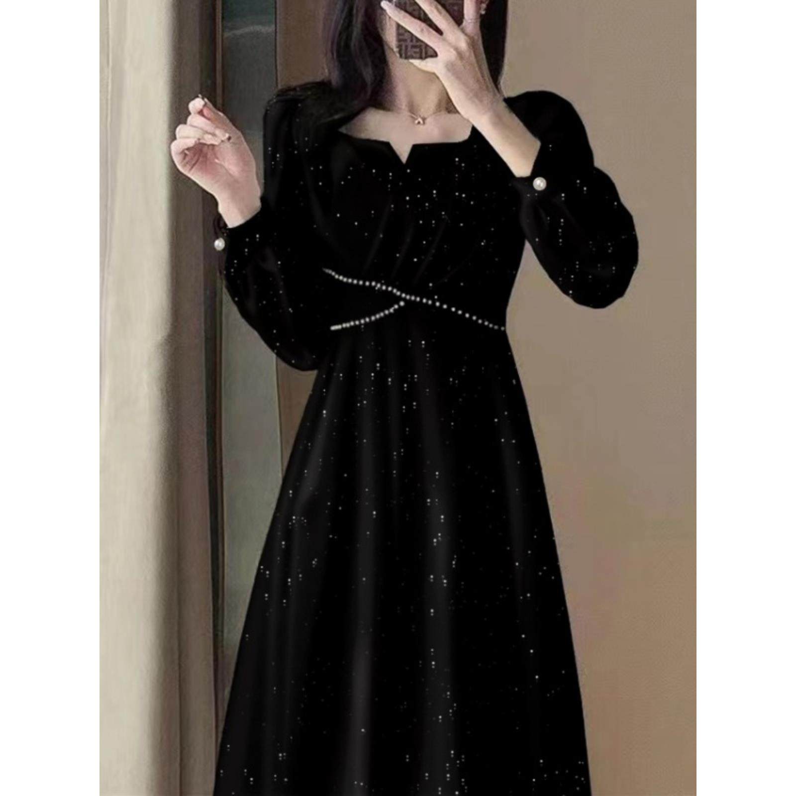 JOYIASS大码女春秋法式红色轻奢高级感礼服连衣裙胖mm显瘦收腰A字