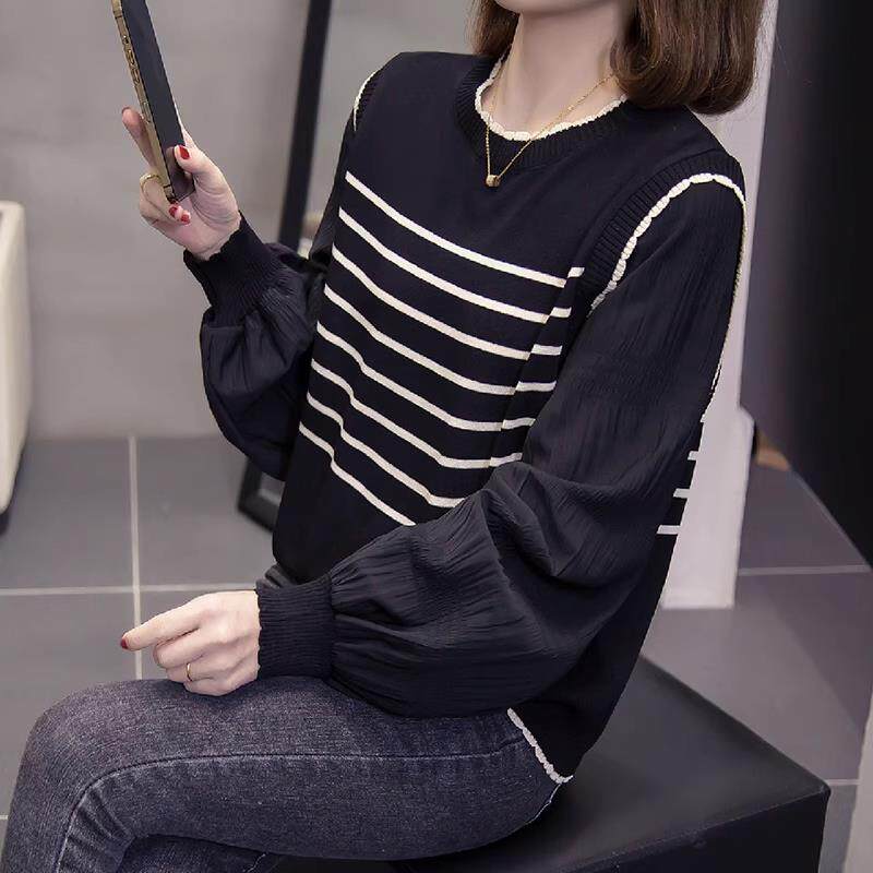 JOYIASS假两件泡泡袖打底衫女时尚洋派小衫2025秋季新款独特别致