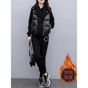 JOYIASS大码休闲运动卫衣套装女冬季巨好看的中年妈妈加绒加厚马