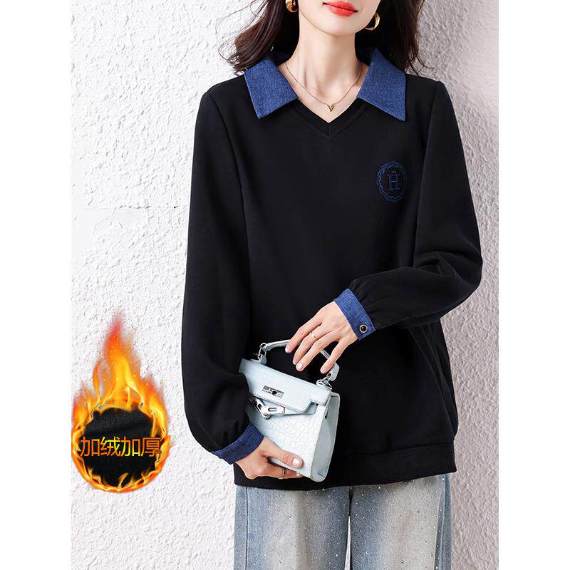 JOYIASS加绒加厚翻领卫衣外套女士秋冬巨好看的洋气时尚中长款遮