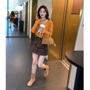 JOYIASS小个子洋气时尚套装女秋季新款小香风软糯减龄针织衫短裤