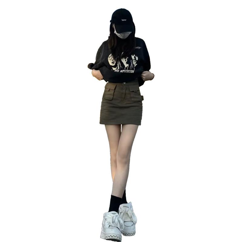 BLLOUKE美式甜辣套装女夏季穿搭港味复古chic显瘦减龄上衣半身裙