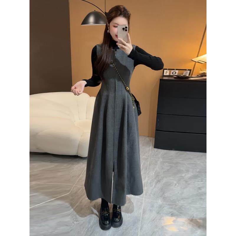 JOYIASS巨好看的秋装一整套2025新款小香风背心连衣裙+打底衫两件