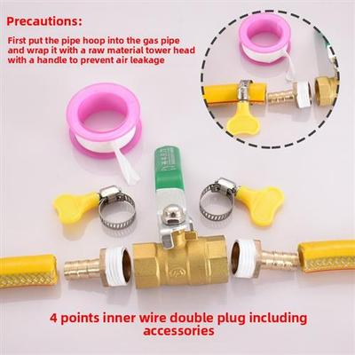 4点内外线黄铜球阀6/8/10/12/14/16/19/25mm宝塔软管阀门开关接头