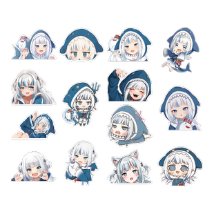 汽车疤痕遮挡车贴 Hololive鲨鱼娘防水防晒贴纸Q版二次元噶呜古拉