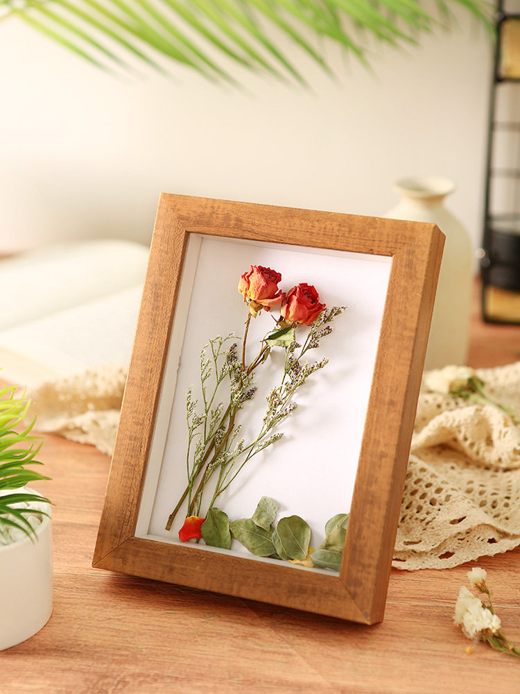 干花立体中空相框创意手工diy贝壳花束装裱画框植物标本展示框架