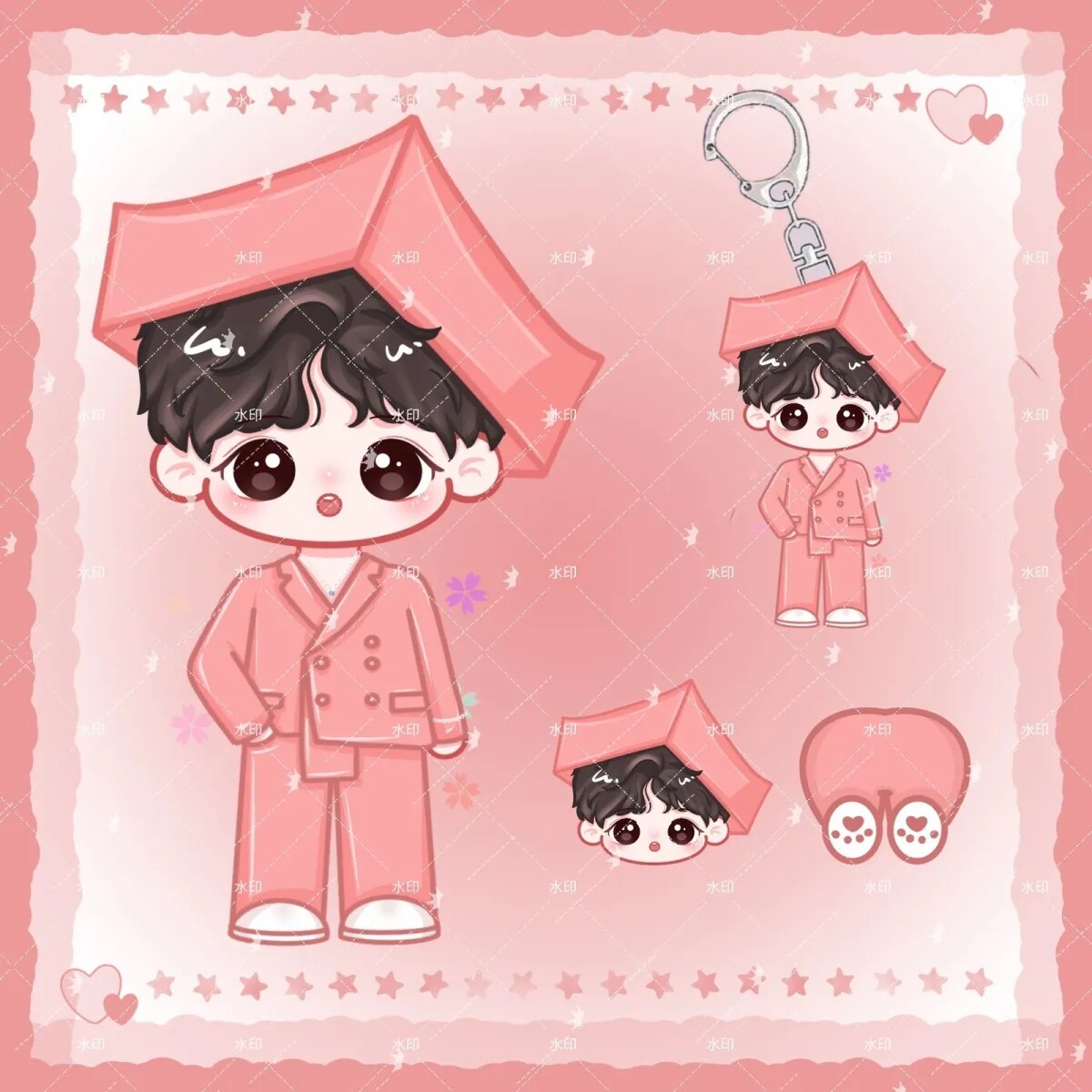 原创王俊凯《t》粉色西装q版夹层立牌pp夹钥匙扣明星应援周边