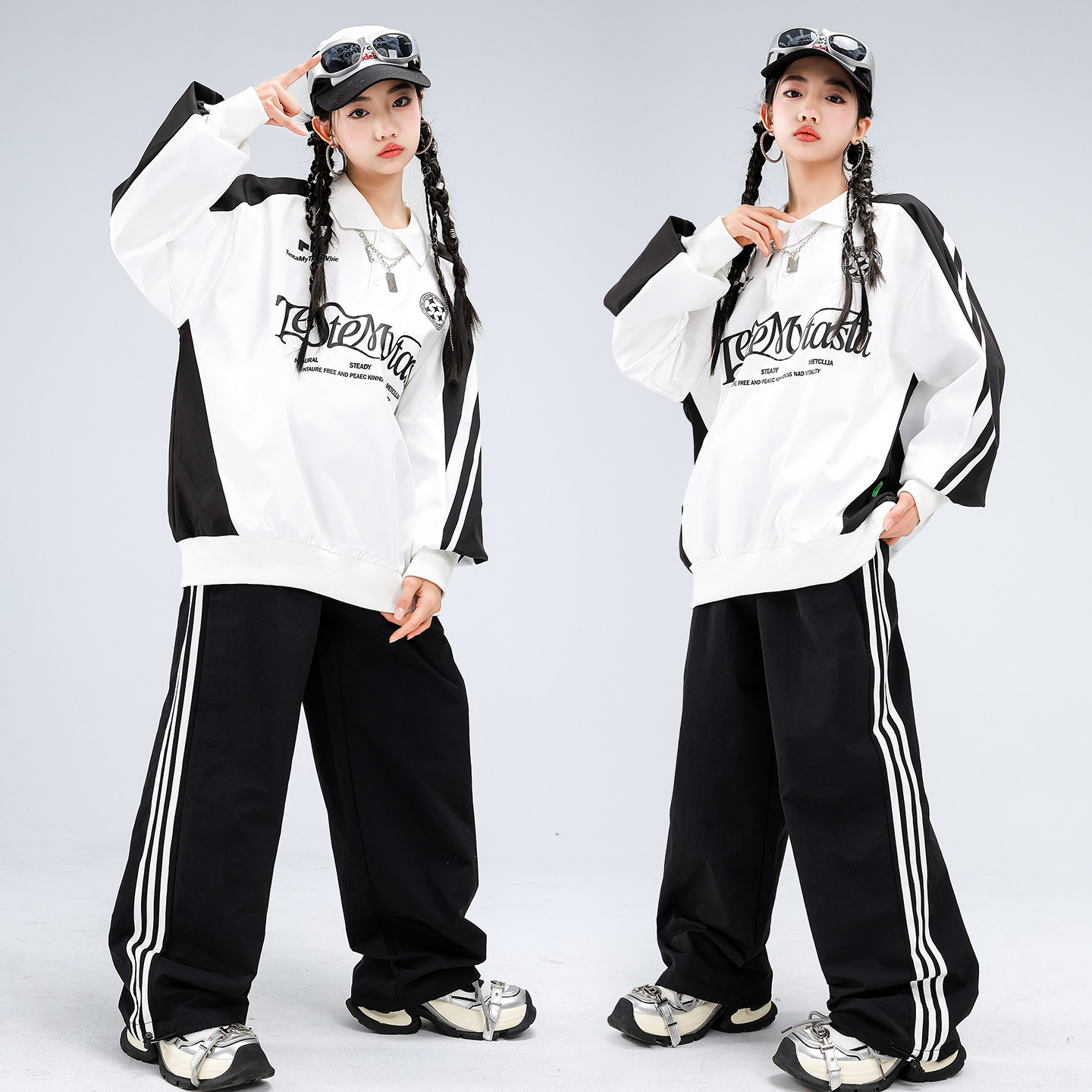 潮酷少儿街舞嘻哈拼色卫衣演出服