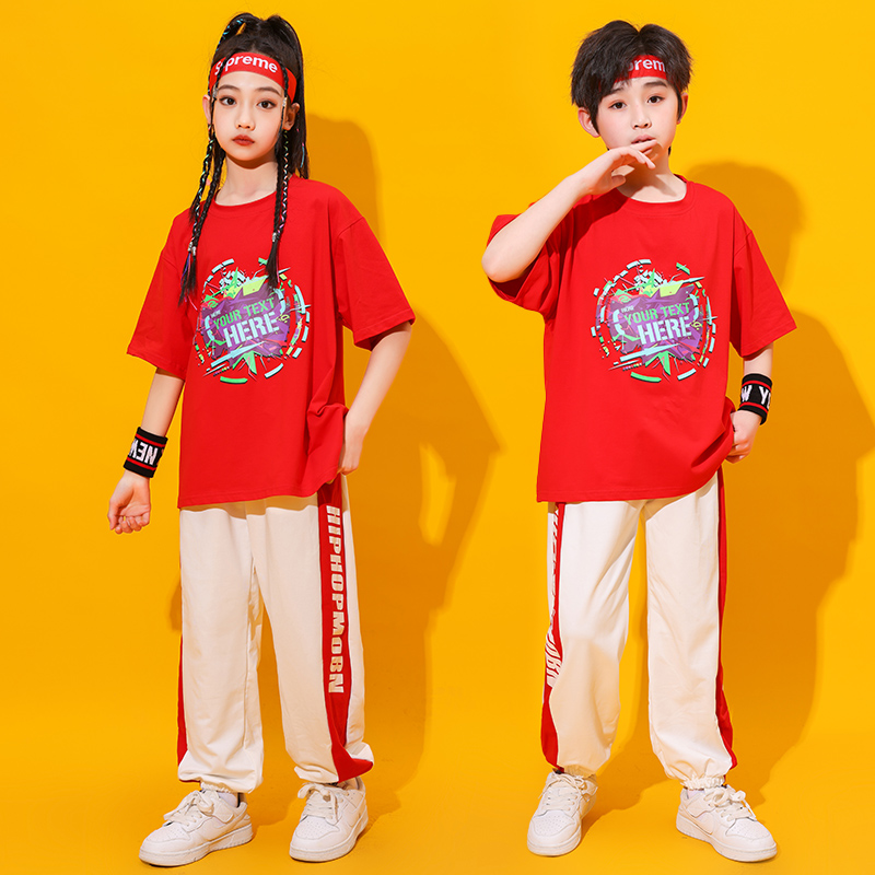 儿童嘻哈街舞爵士舞练功演出服夏