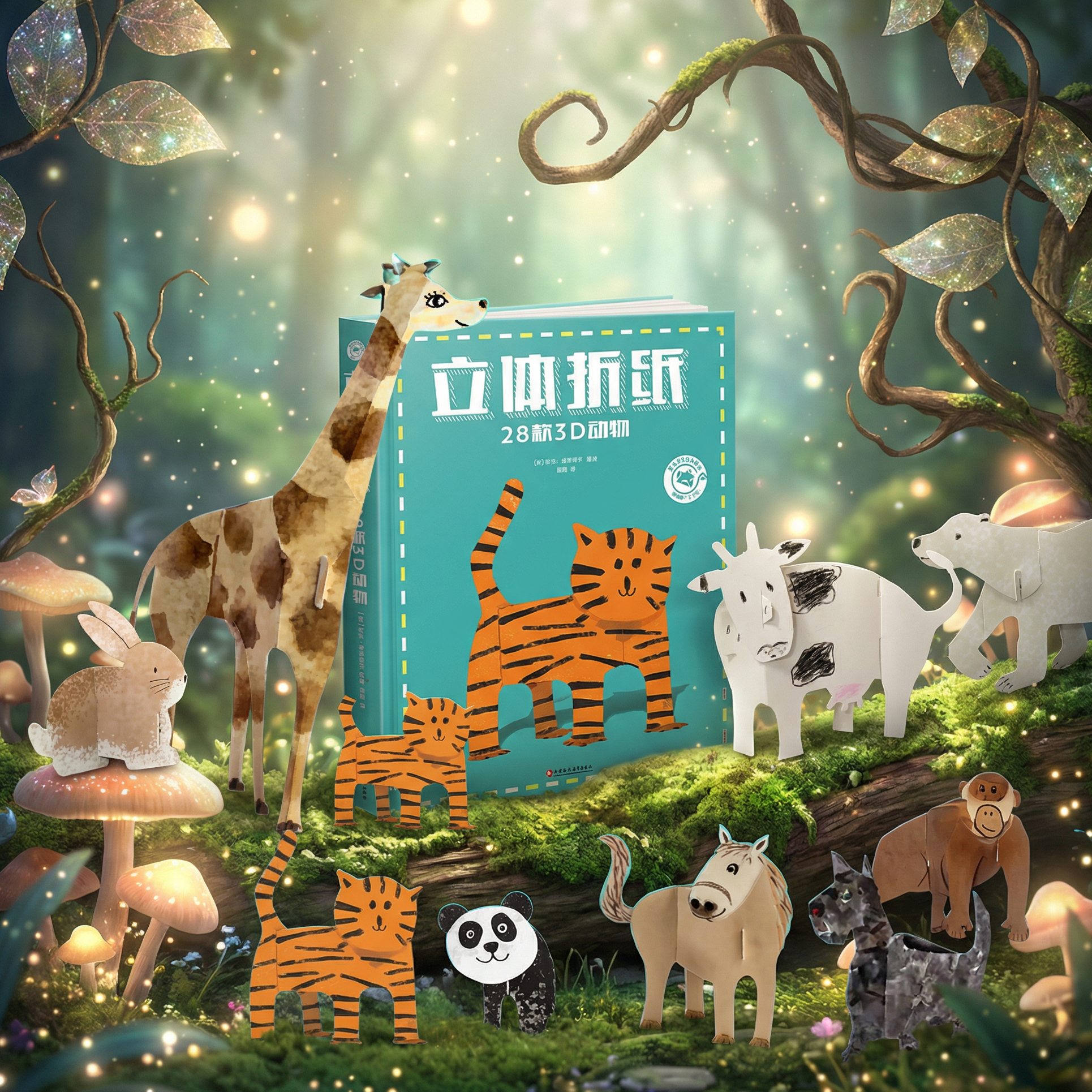 英国引进高品质28个3D立体动物手工书入门宝书立体折纸玩具折纸纸涂鸦彩色制作幼儿园涂鸦绘画动手动脑折纸