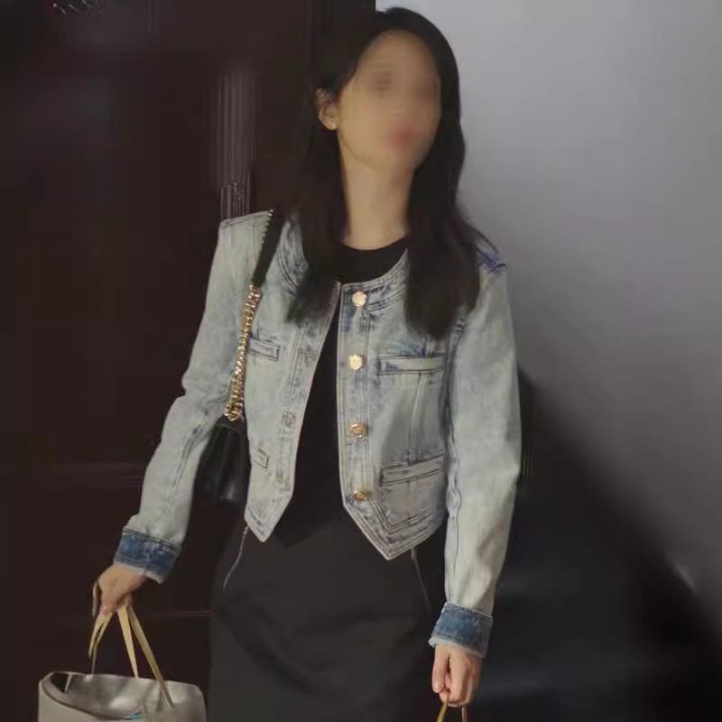 女新重牛仔显瘦衣服洗复古上衣修身现货小个子夏季短外套杨紫同款