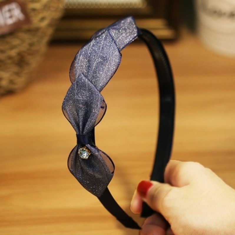 黑色带钻宽边头箍压发圈网红同款