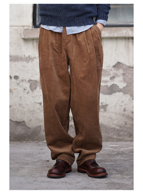 Relax Wide Corduroy Pants 宽腿窄口多褶灯芯绒裤