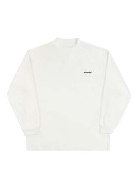 OVERFLOW春季白色长袖T恤刺绣小领口打底衫男女同款