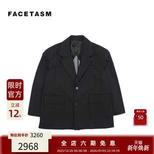 黑白条纹宽松廓形西装 25FW 简约双扣休闲通勤质感外套 CE.