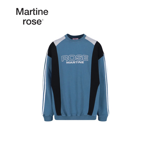 MARTINEROSE拼接条纹圆领卫衣
