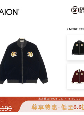 TAION 25秋冬新品 日本特别款刺绣图案抓绒双面穿羽绒服夹克外套