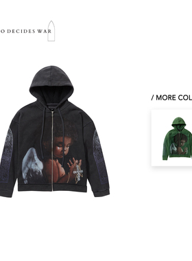 WHO DECIDES WAR 25FW 高街复古恶魔天使人像拉链连帽卫衣