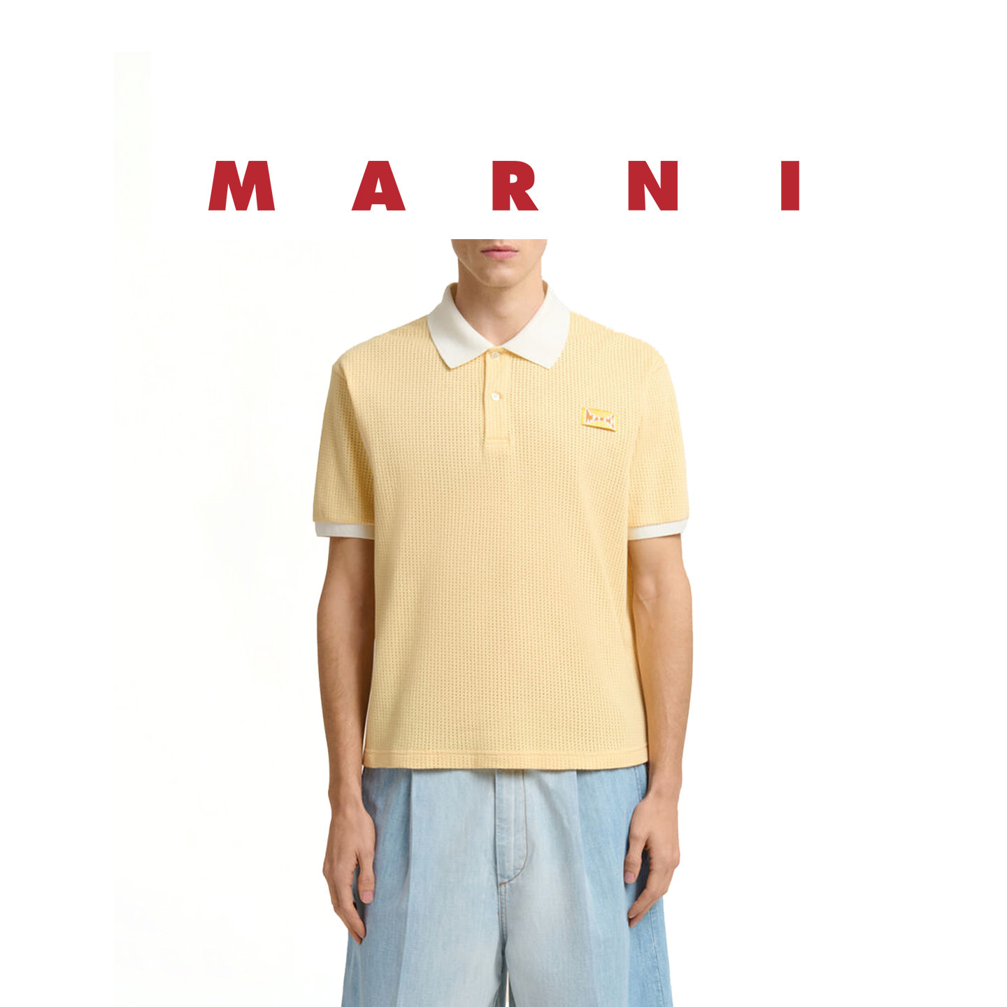 MARNI复古提花针织短袖Polo衫