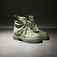 424  意大利高帮时装靴尼龙光滑包裹一体鞋身拼皮拉链撞色机车靴