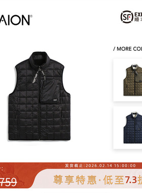 TAION 25秋冬新品 日系户外摇粒绒双面穿羽绒服立领马甲背心