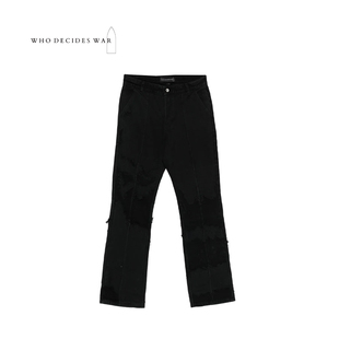 高街复古贴布低调夸张破坏西裤 WHO 25FW WAR DECIDES