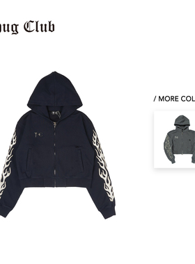 【尊享特惠】THUG CLUB 韩国先锋品牌 25FW 火焰做旧连帽拉链衫