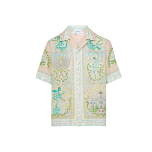 衬衫 Casablanca 花瓶图案印花设计纯亚麻短袖 时尚 衬衣 法国品牌