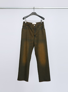 【尊享特惠】SONG FOR THE MUTE 25FW 棕调做旧套染阔腿牛仔长裤