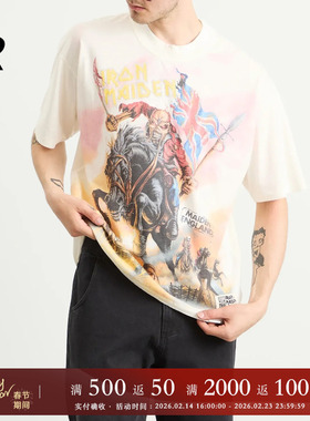 【奢华街头】REPRESENT & Iron Maiden联名骏马图水洗做旧短袖T恤