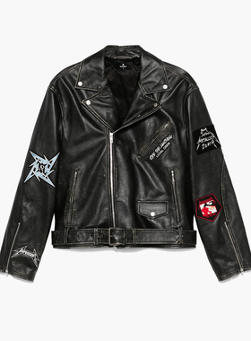 REPRESENT SS25 METALLICA联名款 仿旧风格街头ins机车皮衣夹克