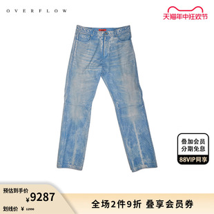 24SS 春夏男士 意大利产牛仔蓝染色工艺做旧磨白时尚 424 皮裤 长裤
