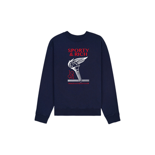 小众美式 Sporty OLYMPICS系列 Rich 百搭火炬印花宽松圆领卫衣