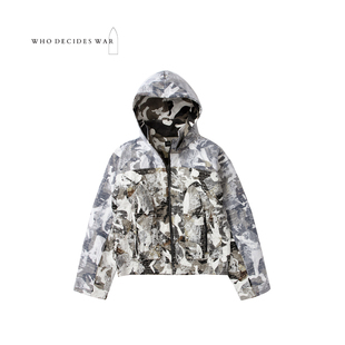 25FW WAR 高街蕾丝刺绣迷彩百家布拼接连帽运动夹克 DECIDES WHO