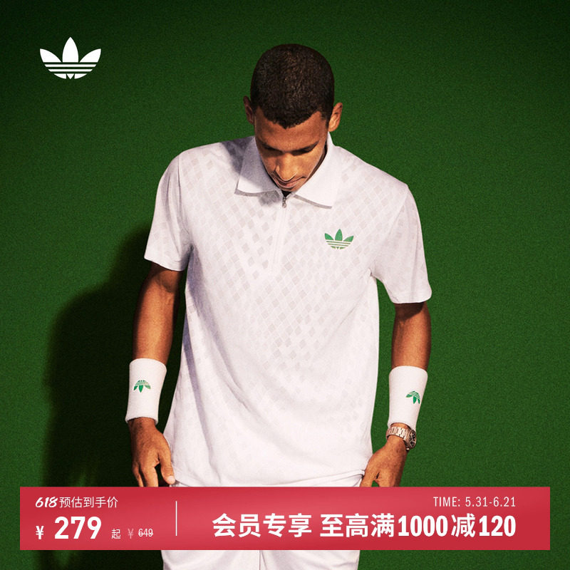 速干复古网球风运动短袖上衣POLO衫男女adidas阿迪达斯三叶草官方