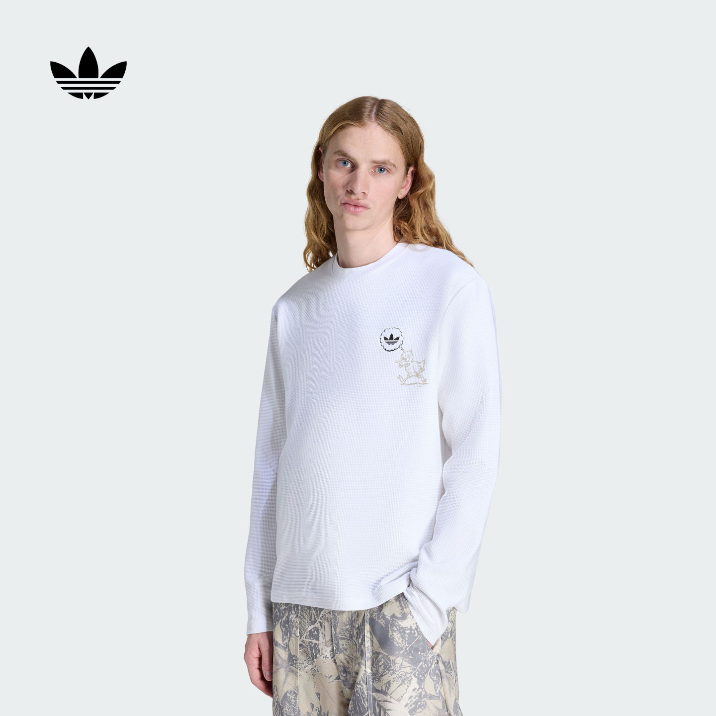 舒适华夫格运动长袖T恤男装新款adidas Originals阿迪达斯三叶草,运动服/休闲服装,运动T恤,淘宝优惠券,粉丝福利购,淘宝优惠卷