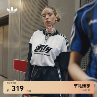 Originals阿迪达斯三叶草 球衣女夏adidas 经典 运动足球风蕾丝长袖
