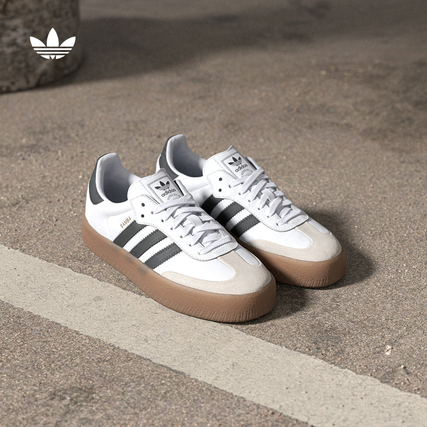 T头鞋 SAMBAE厚底增高板鞋德训鞋adidas Originals阿迪达斯三叶草图片