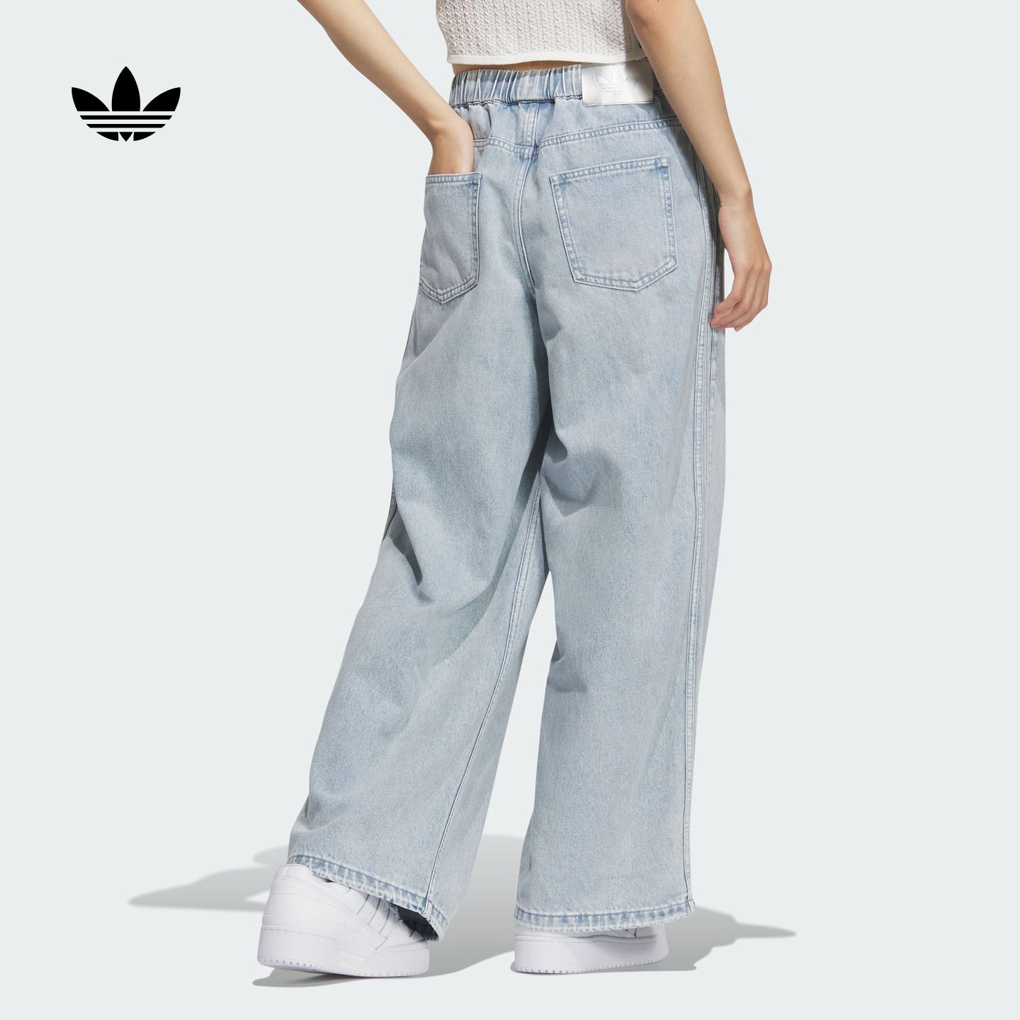 阿迪达斯三叶草女舒适牛仔运动裤