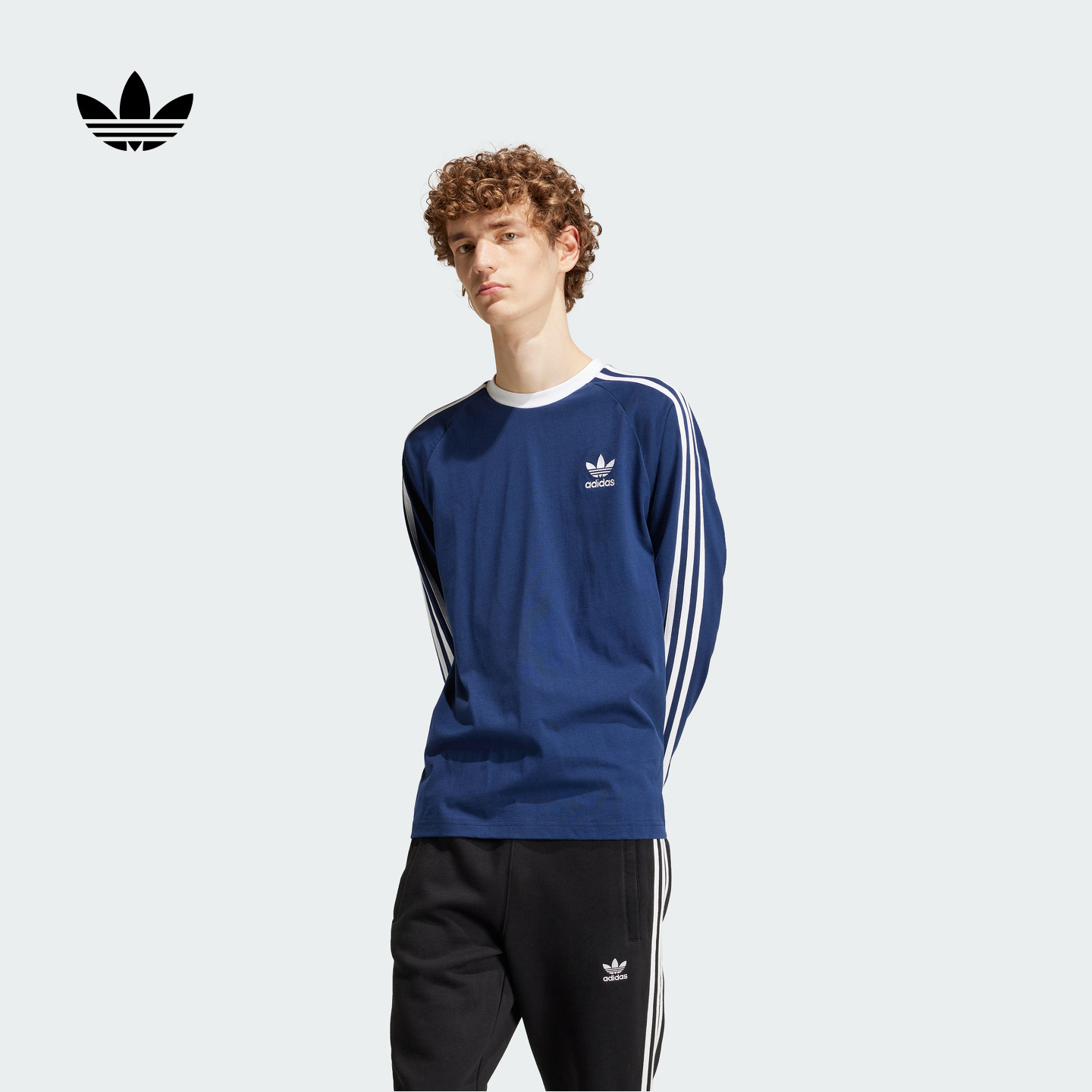 阿迪达斯三叶草男复古长袖T恤