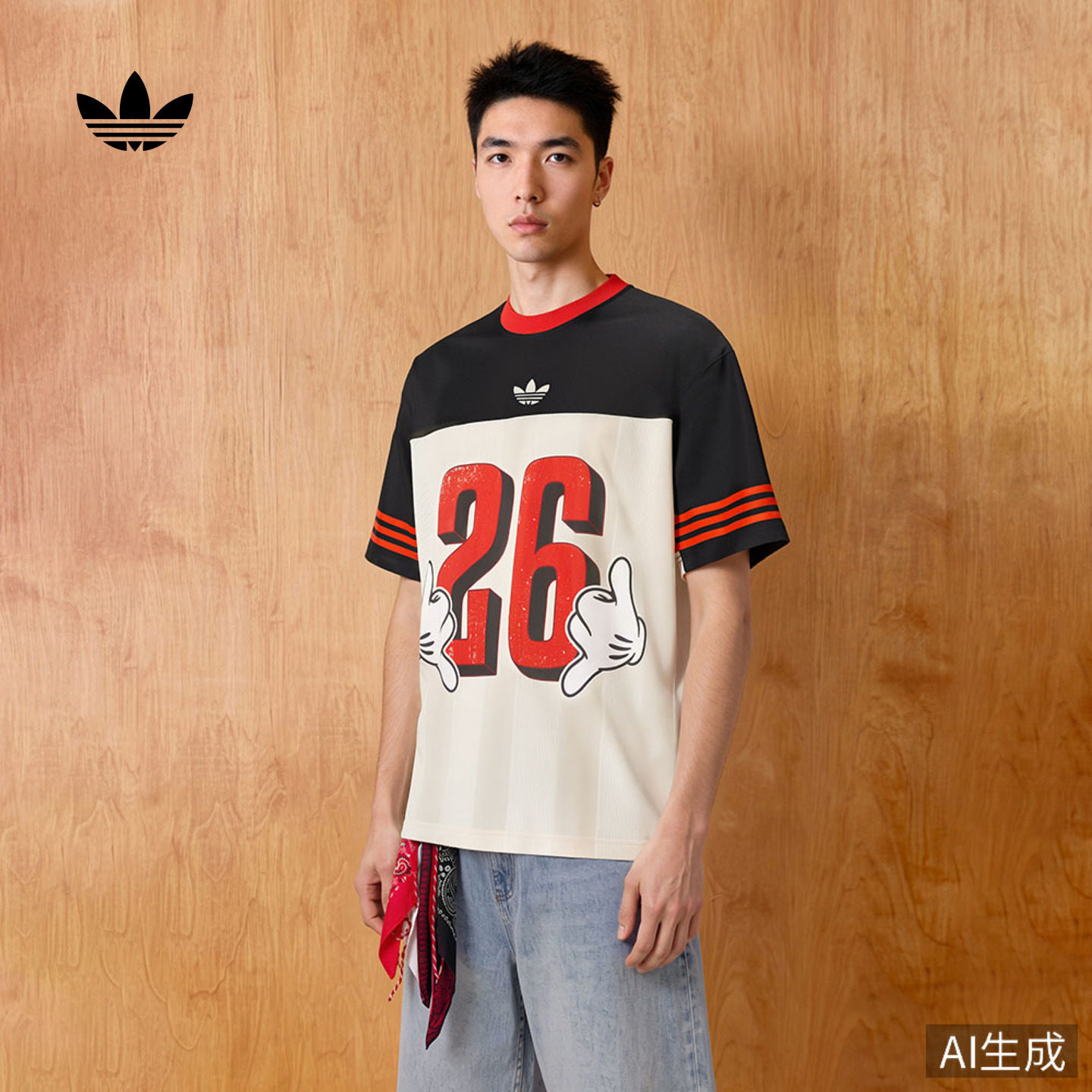 DISNEY迪士尼联名运动短袖T恤男女夏季新款adidas阿迪达斯三叶草