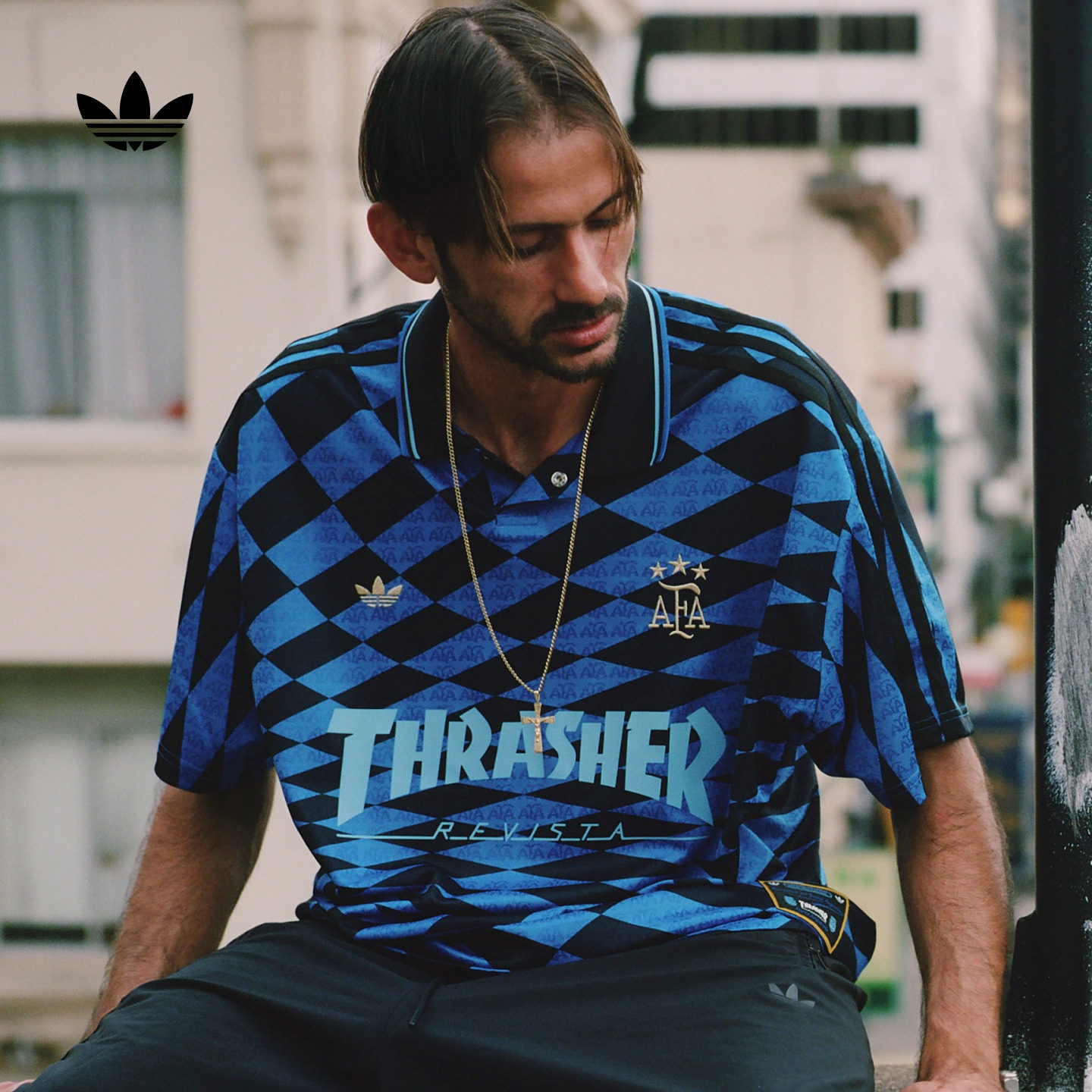 Thrasher X AFA联名滑板风短袖T恤男女夏季adidas阿迪达斯三叶草