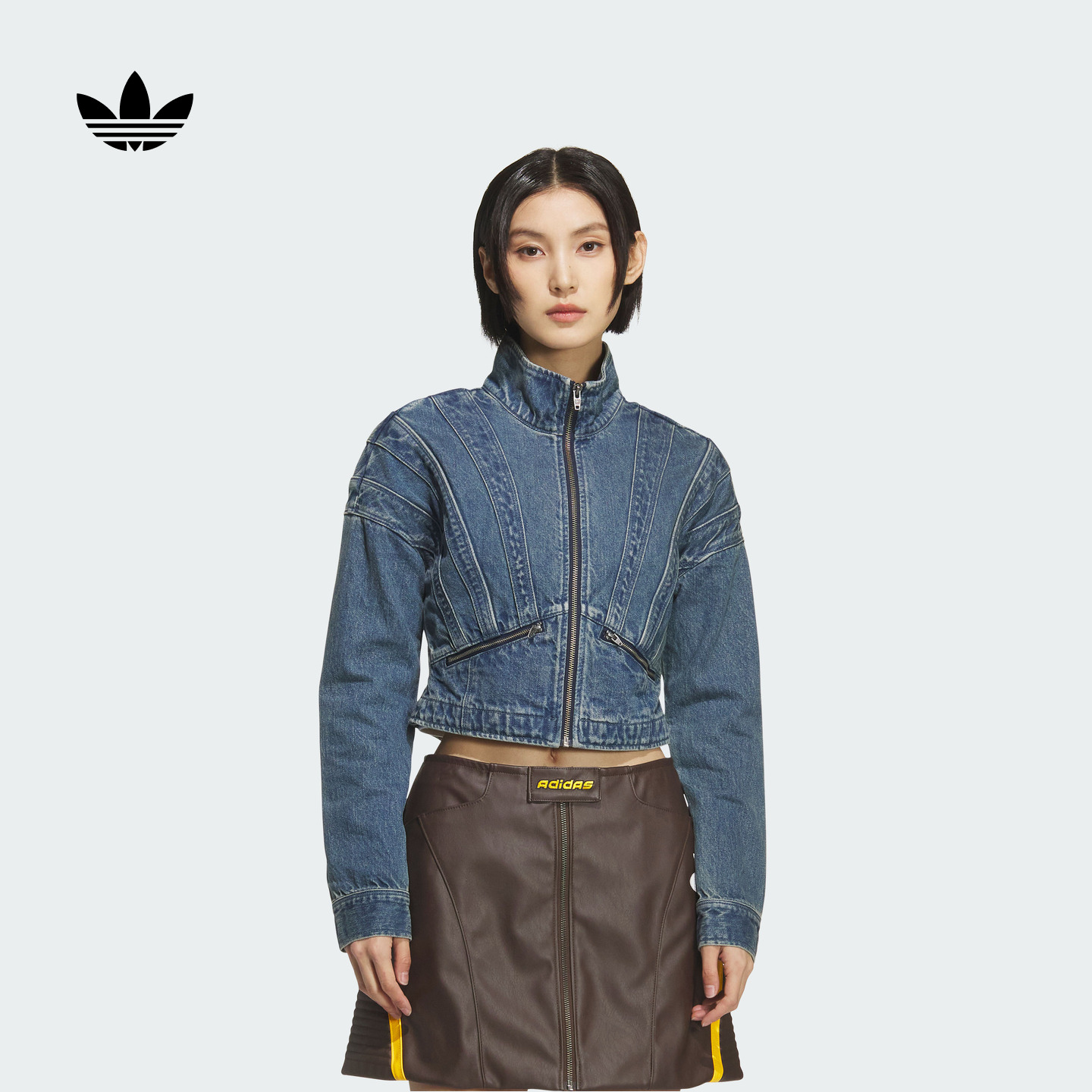 阿迪达斯三叶草女宽松牛仔外套