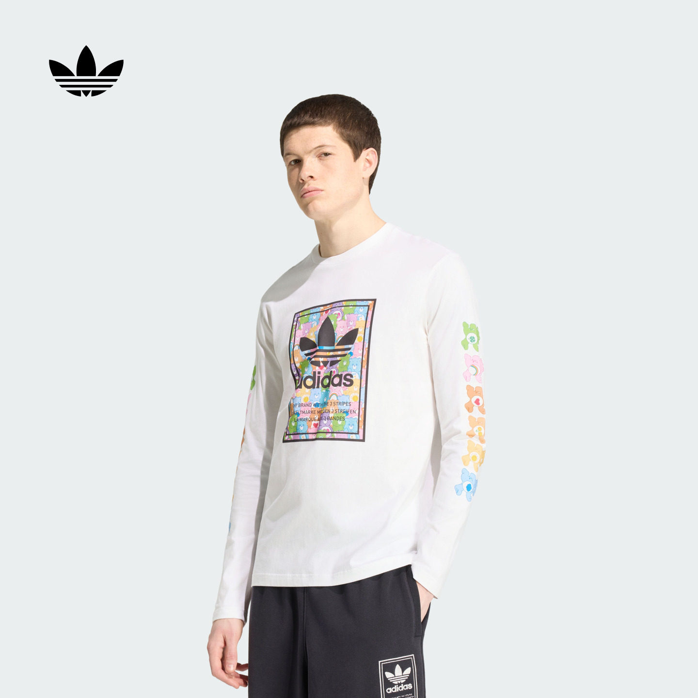 CARE BEARS联名街头风纯棉运动长袖T恤男女adidas阿迪达斯三叶草