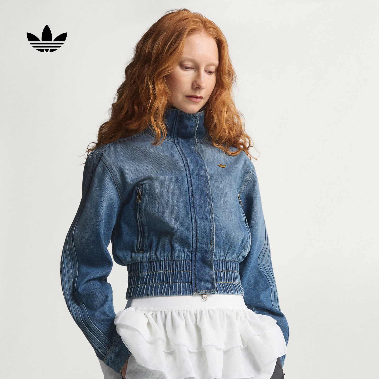 经典休闲高领牛仔夹克外套女秋冬adidas Originals阿迪达斯三叶草,运动服/休闲服装,运动茄克/外套,淘宝优惠券,粉丝福利购,淘宝优惠卷