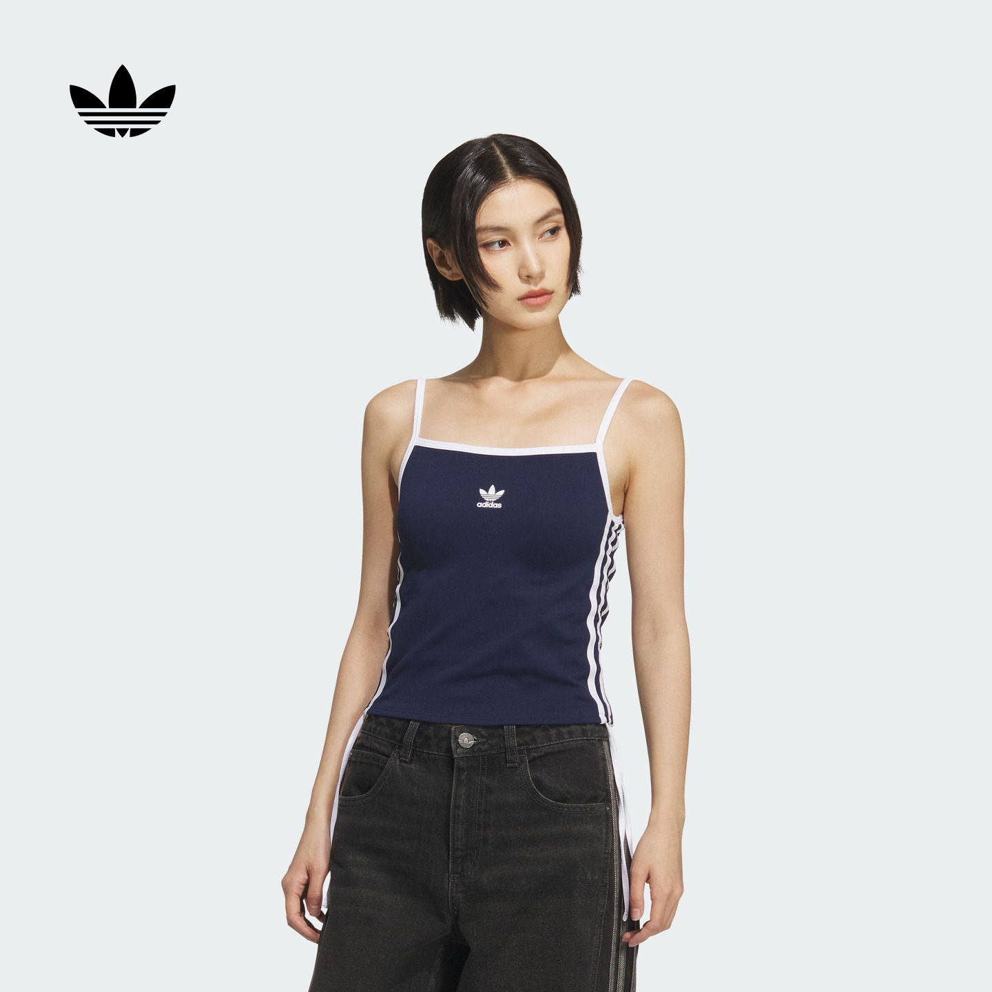 经典外穿运动自带胸垫吊带背心女夏季adidas阿迪达斯三叶草官方