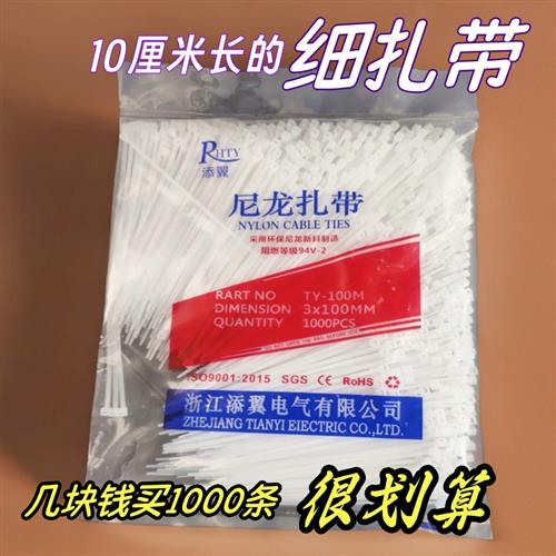 小号黑色塑料3*100mm自锁式尼龙扎带固定束线捆绑卡扣勒死狗扎线*