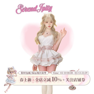 【千金系】樱奈大小姐 花苞吊带连衣裙送蝴蝶结腰封+白色泡泡短裤