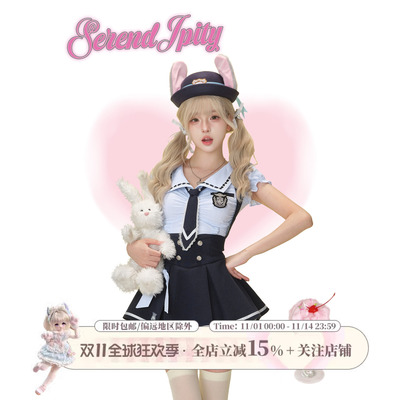 少女椰子【角色系】兔兔警官 蓝衬衫送领带徽章+蓝背带裙送蝴蝶结