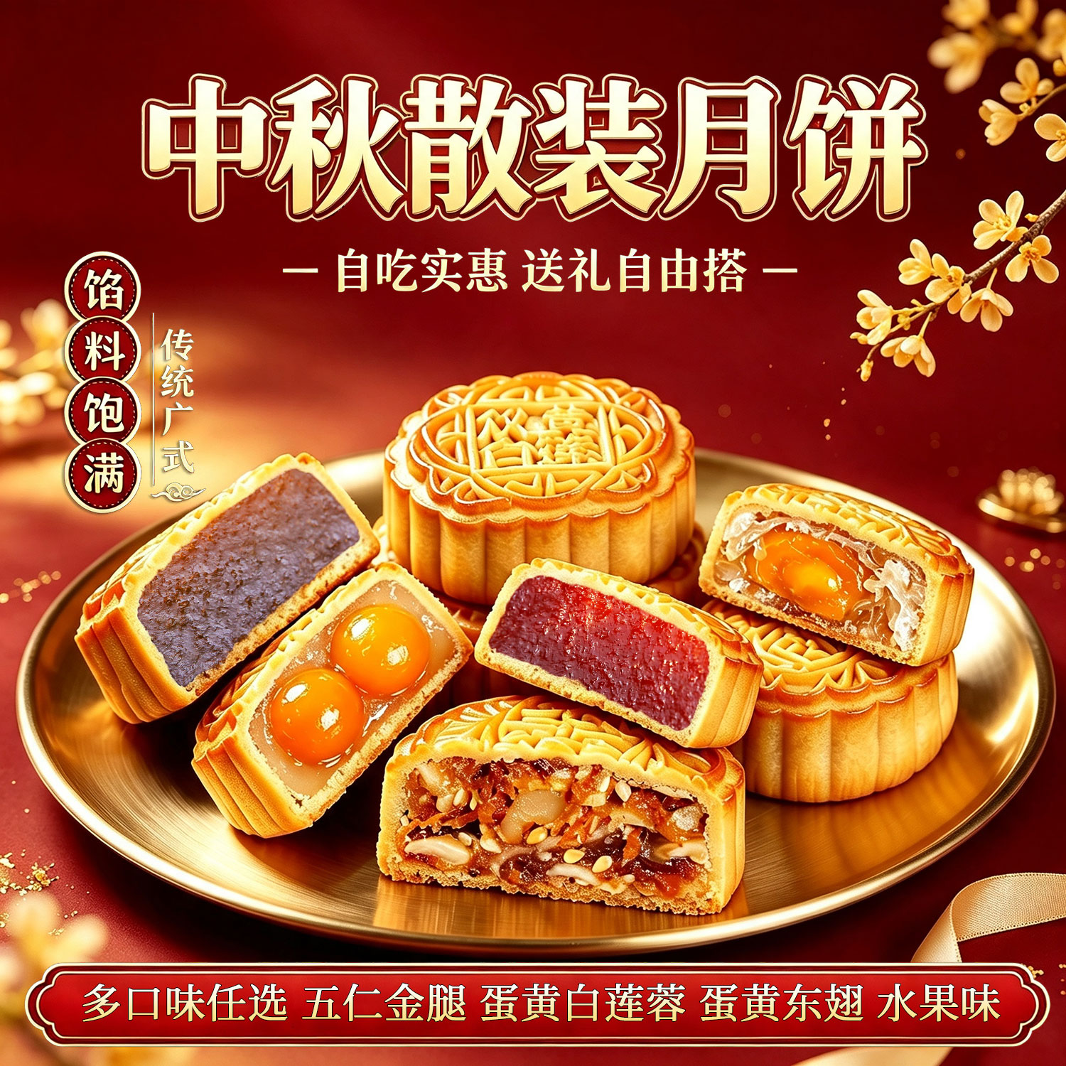 湛江安铺建新广式月饼五仁金腿老式伍仁冬翅蛋黄莲蓉月饼中秋礼盒